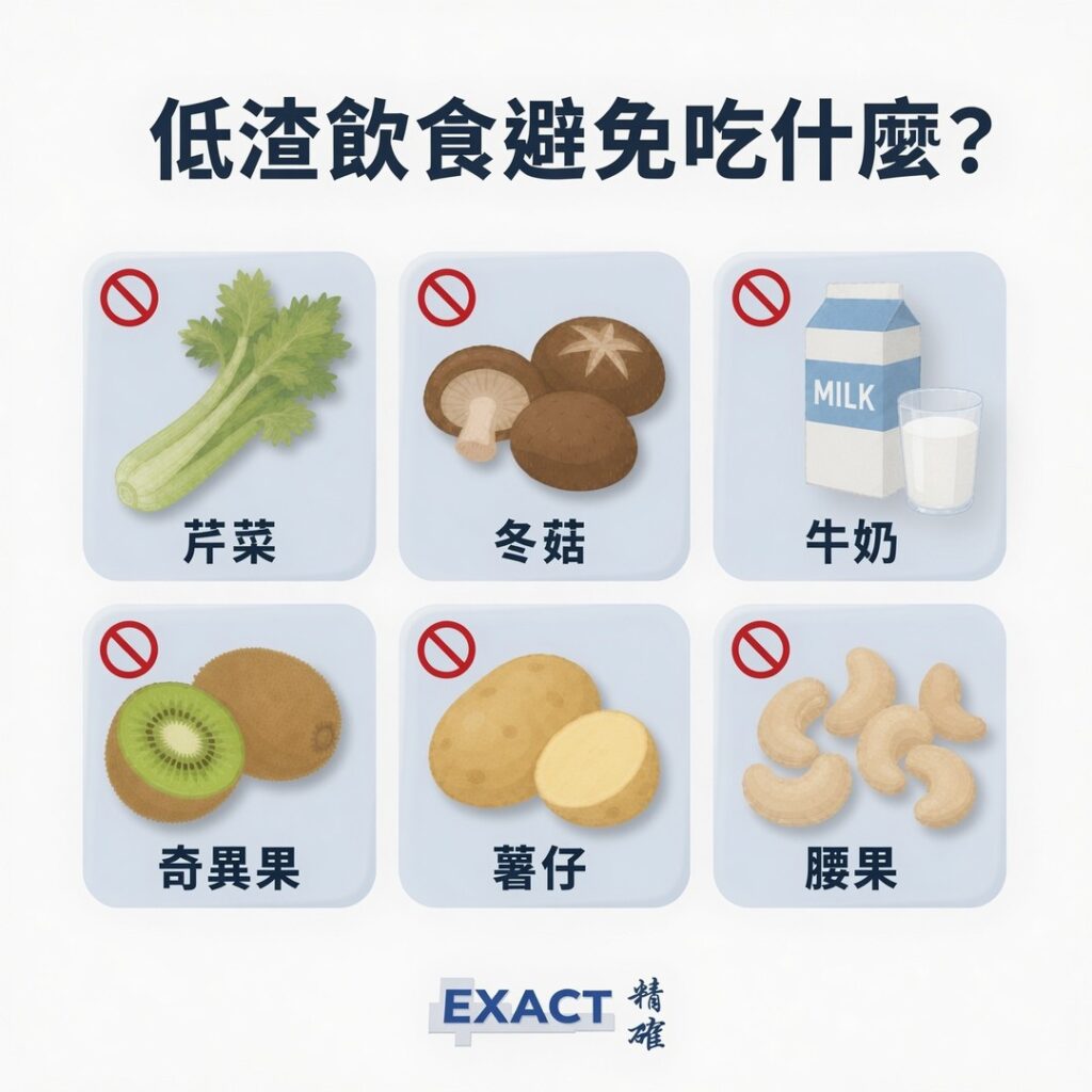 低渣飲食避免吃什麼？大腸鏡檢查前不建議食用-exact medical-精確醫療